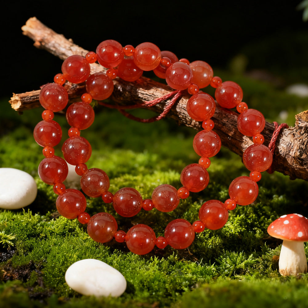 Red Matte Red-Striped Agate/Onyx Stretch Fashion Bracelet (Double-Wrap) — Etsy Energy Jewelry for Women