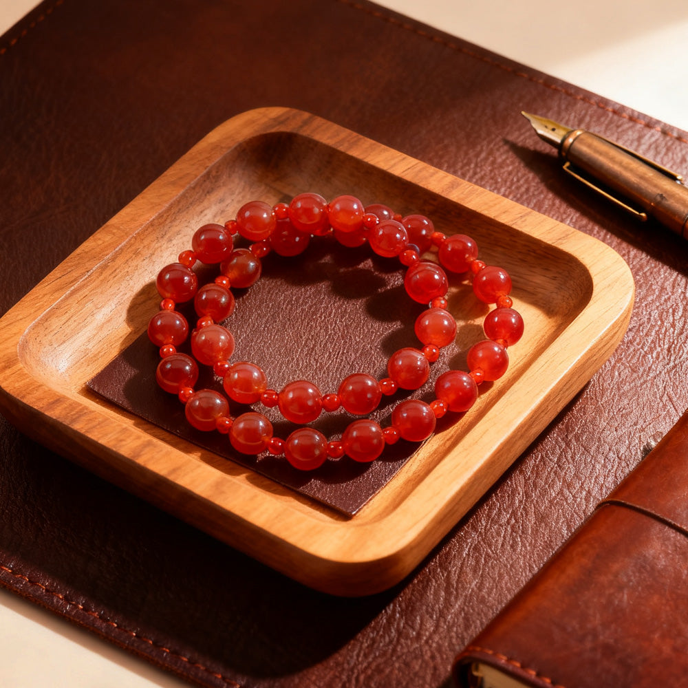 Red Matte Red-Striped Agate/Onyx Stretch Fashion Bracelet (Double-Wrap) — Etsy Energy Jewelry for Women