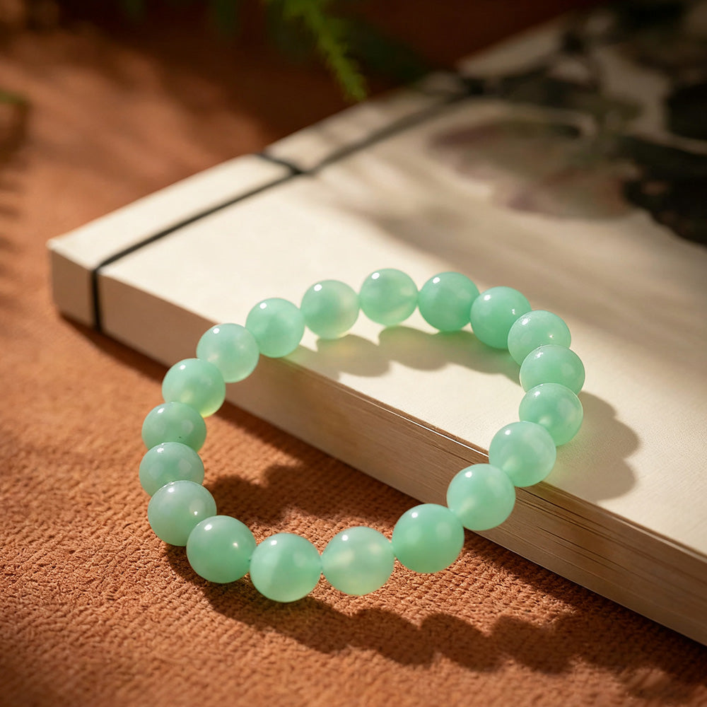 Natural Cat's Eye Gemstone Beaded Stretch Bracelet (Round Beads) – Suitable for Men and Women