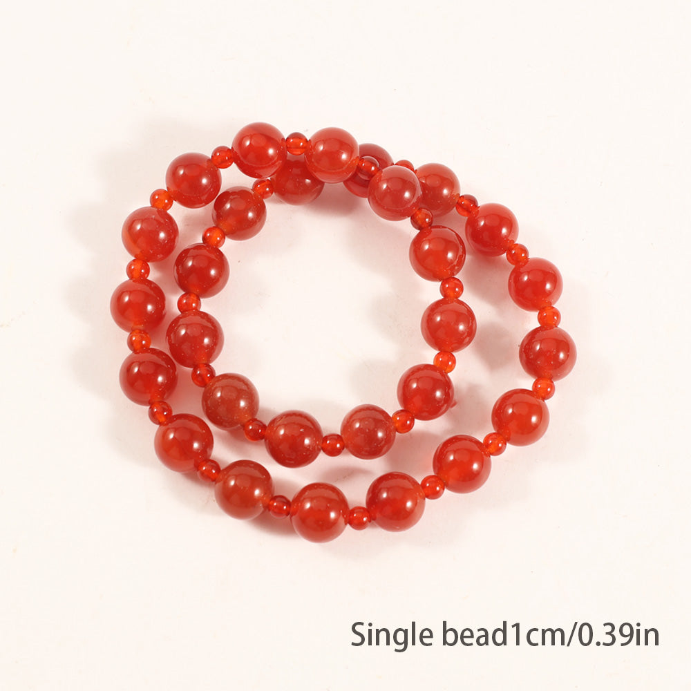 Red Matte Red-Striped Agate/Onyx Stretch Fashion Bracelet (Double-Wrap) — Etsy Energy Jewelry for Women