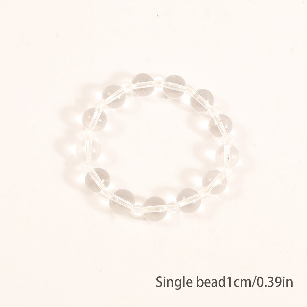 Natural White Crystal Stretch Bracelet for Men and Women – Beaded Elastic Bracelet with Round Gemstone Beads