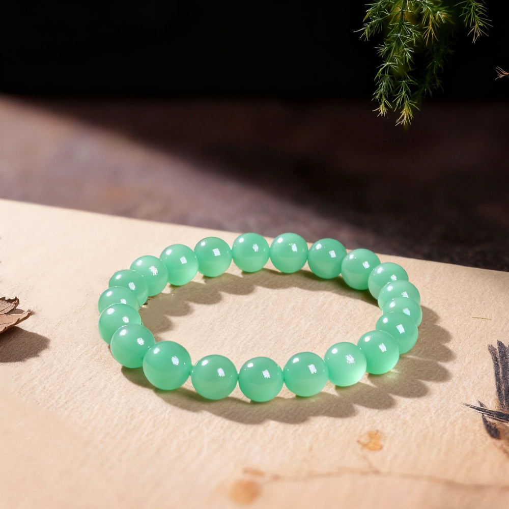 Natural Cat's Eye Gemstone Beaded Stretch Bracelet (Round Beads) – Suitable for Men and Women