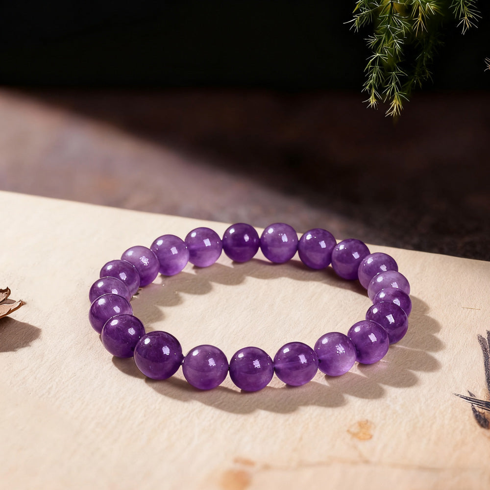 Beaded Bracelet for Women – Natural Healing Crystal Gemstone Bracelet – Anxiety and Stress Relief – Handmade Purple Jewelry – Gift for Women
