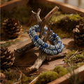 Healing Crystal Beaded Bracelet for Women – Natural Lapis Lazuli Double-Strand Bracelet with Heart Charm – Anxiety and Stress Relief Jewelry – Gift for Women