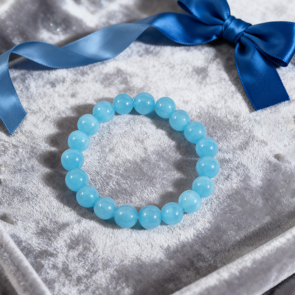Handmade Natural Aquamarine Beaded Bracelet for Women – Healing Crystal Jewelry – Friendship Gift