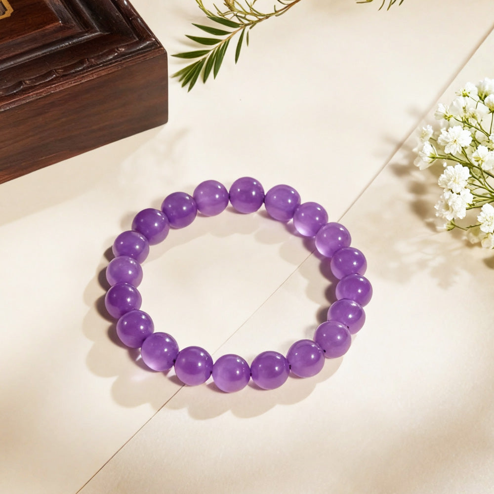 Beaded Bracelet for Women – Natural Healing Crystal Gemstone Bracelet – Anxiety and Stress Relief – Handmade Purple Jewelry – Gift for Women