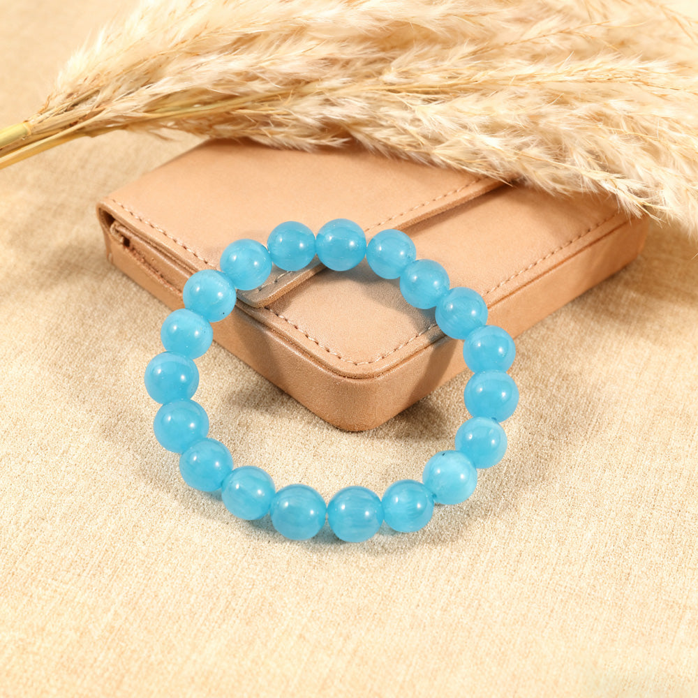 Handmade Natural Aquamarine Beaded Bracelet for Women – Healing Crystal Jewelry – Friendship Gift