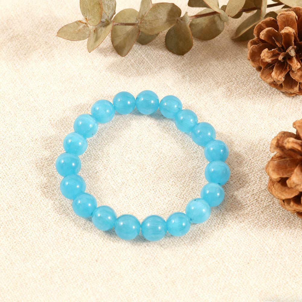 Handmade Natural Aquamarine Beaded Bracelet for Women – Healing Crystal Jewelry – Friendship Gift