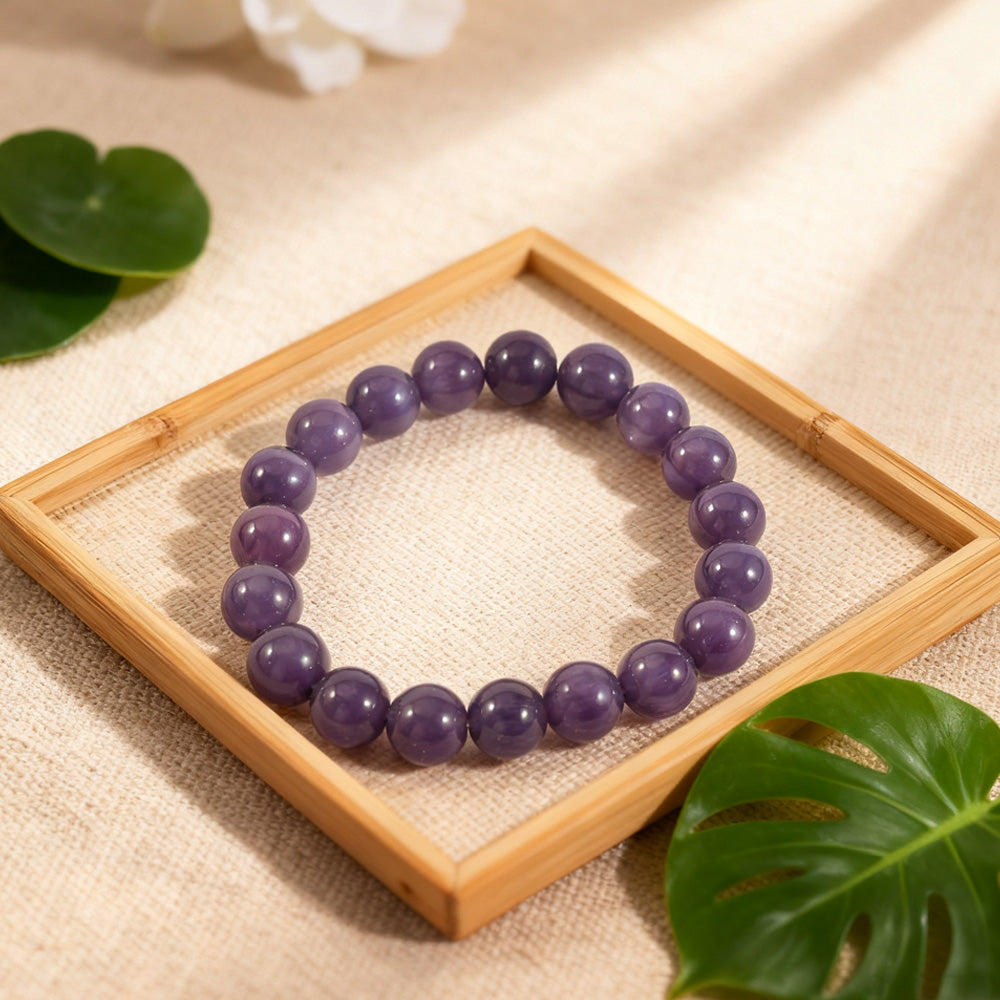 Beaded Bracelet for Women – Natural Healing Crystal Gemstone Bracelet – Anxiety and Stress Relief – Handmade Purple Jewelry – Gift for Women